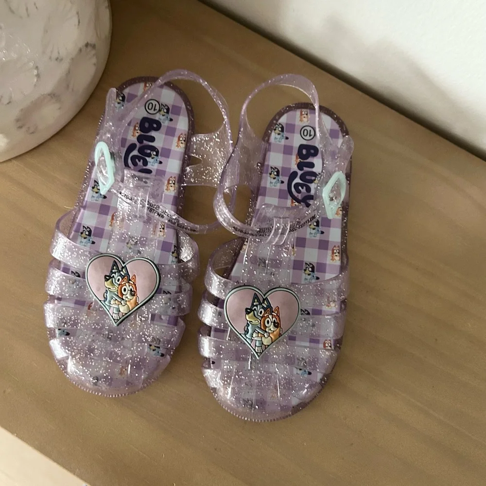 Bluey Glittery Jelly Fisherman Sandals Lavender Glitter Kids Sandals Size 10